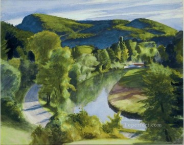 monochrome black white Painting - first branch of the white river vermont Edward Hopper